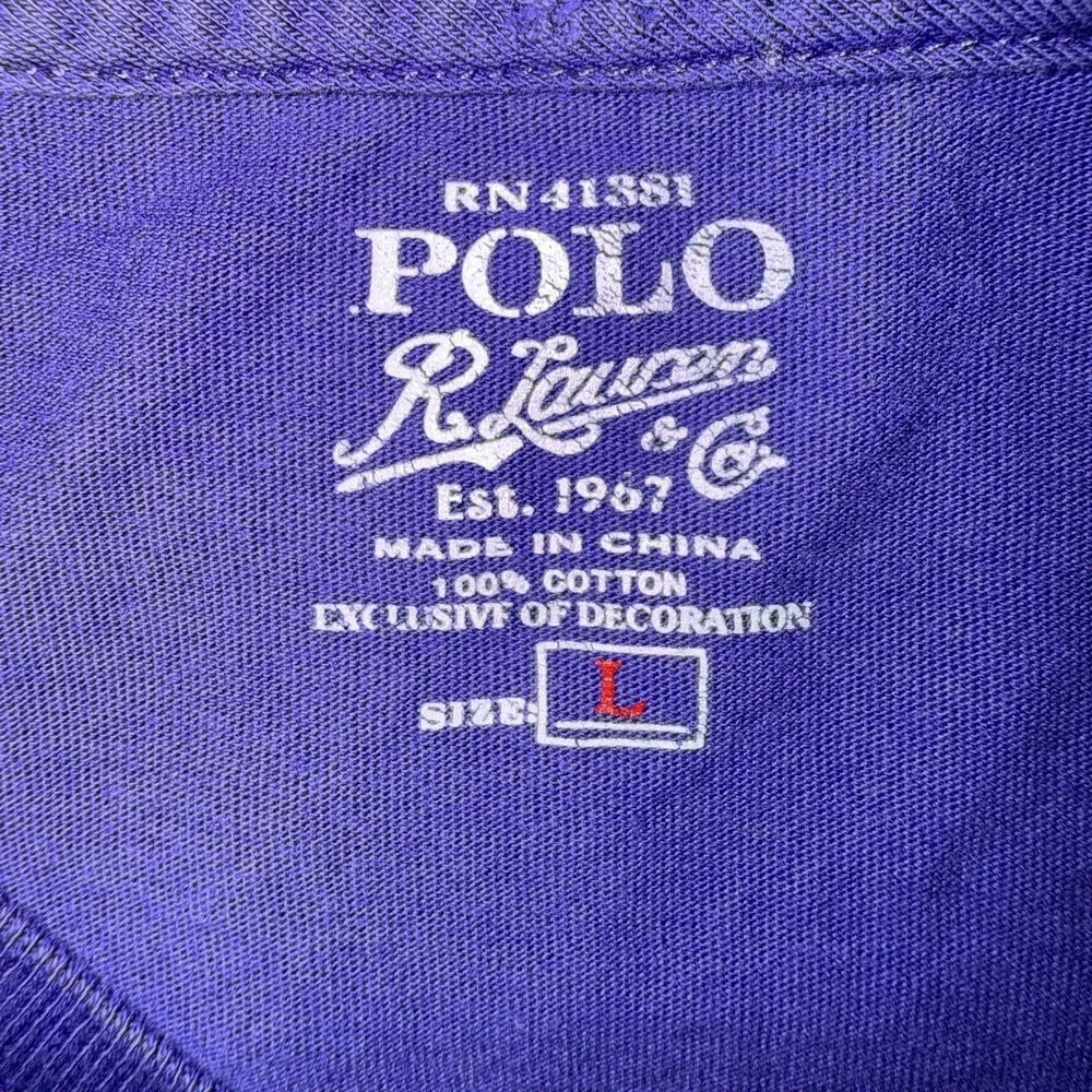 Polo Ralph Lauren Men’s Large Purple Crewneck T-Shirt Yellow Pony Short Sleeve